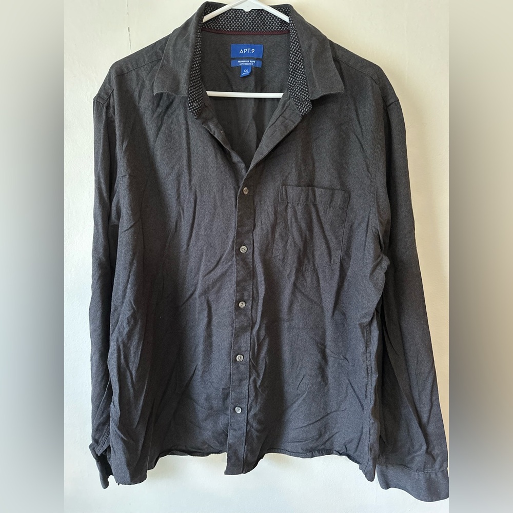 Dark gray button down shirt